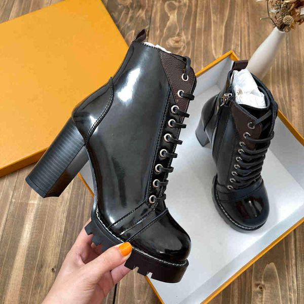 

boots designer luxury leather women boots martin desert boot flamingos love medal 100% real leathers coarse winter designers shoes with box, Black