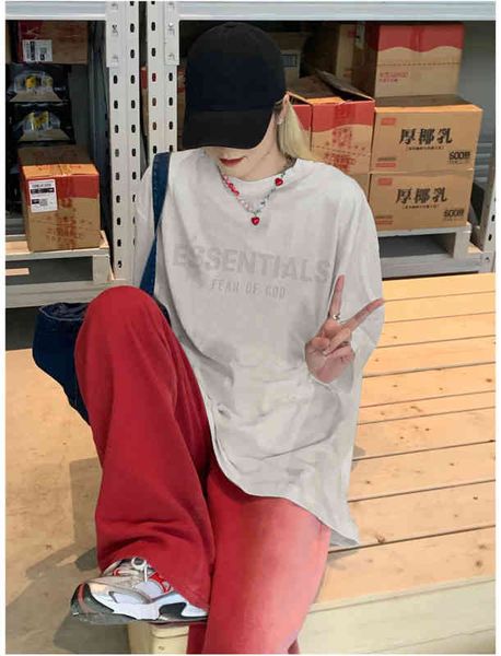 

50% discount bagsxiaozhongchao brand essentials new fog high street pure cotton short sleeve men's and women's summer t-shirt, White;black