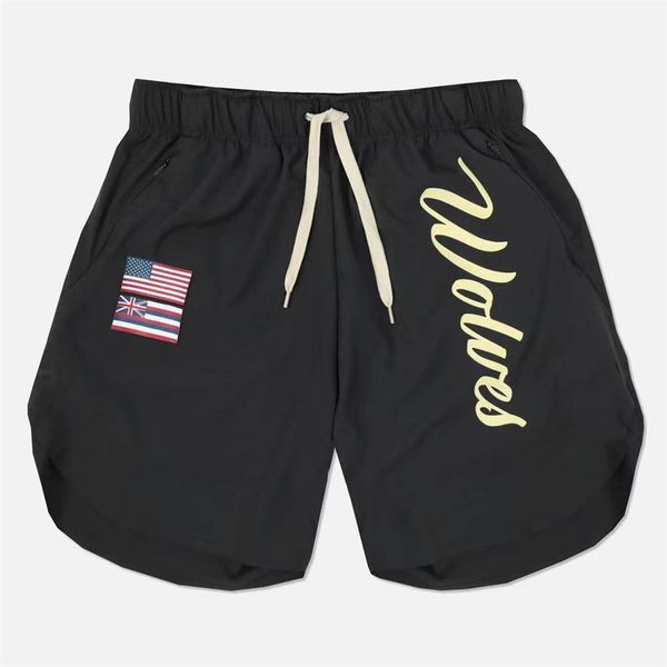 

designer men's shorts europe and the united states fitness shorts quick-drying zipper pocket pants training sports five-point pantsm-3x, White;black