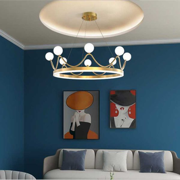 Lampade a sospensione Princess Room Living lampadario moderno Minimalista Creative Lampada da pranzo Nordic Crown Crown camera da letto Lampada camera da letto