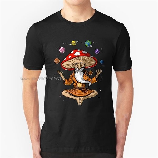 Magic Mushroom Buddha Streetwear Lustige schwarze Kleidung Herren T-Shirt Tops T-Shirts Hippie Shrooms Psychedelic Magic Mushrooms T-Shirt 220407