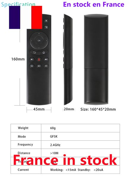 Fransa Stok 10 adet Lot G20s Klavye Fare Kombinasyonları 2.4G Kablosuz Hava Gyro Ses Kontrolü Algılama PC Android TV Kutusu için Uzaktan Kumanda