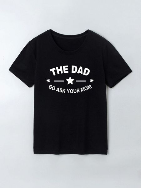 

men 1pc slogan & star print tee r0po#, White;black