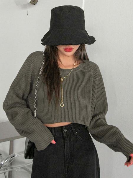 

dazy ribbed knit raglan sleeve sweater y7zo#, White;black