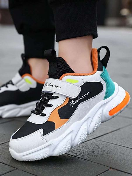 

boys colorblock lace up decor chunky sneakers she, Black