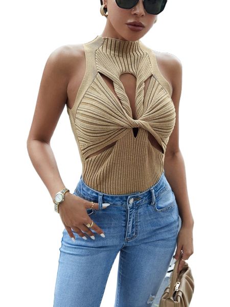 

twist front cut out knit n9fe#, White;black