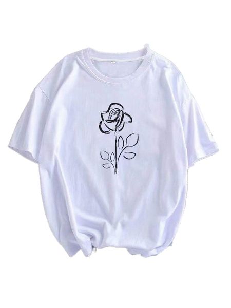 

men floral print tee u3rj#, White;black