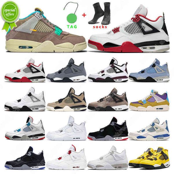 

7-13 2022 mens basketball shoes 4s desert moss women university bule 4 white oreo black cat royalty sports sneaker trainer