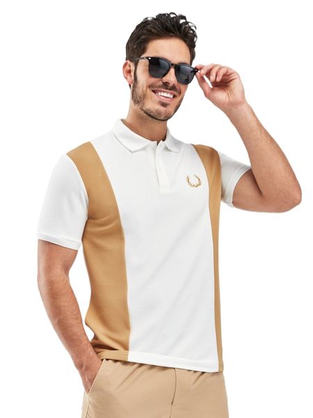 

men antler embroidery two tone polo shirt j2zr#, White;black