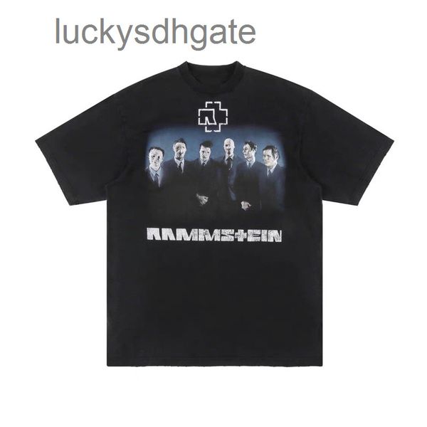 

designer bal t shirt and shirts 21ss german chariot b ramstein short sleeve vintage washed damaged worn t-shirt tee men's women's, White