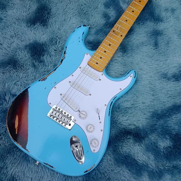 

immediate delivery st strat handmade guitar sky blue do old custom body old hardware
