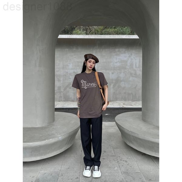 

women's t-shirt designer 22ss new letter embroidered large outline loose t-shirt with upper body e9gv, White