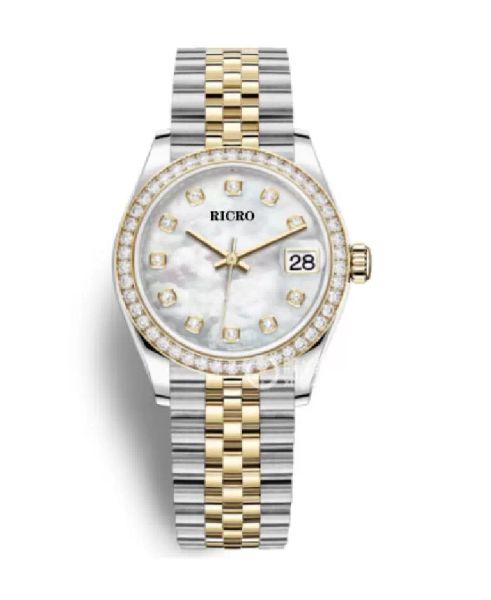 

ladies automatic mechanical watch, 31mm small round diamond, 2813 movement, 316 fine steel, sports fashion, Slivery;brown