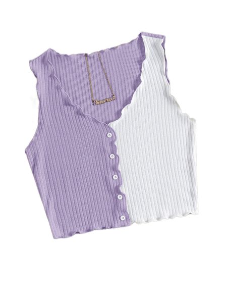 

plus two tone lettuce trim tank 04h2#, Black