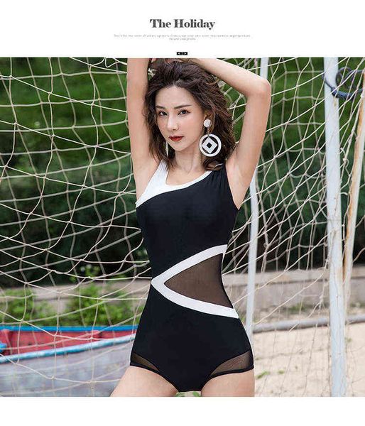 

one-piece changning mesh swimsuit spring slim bikini, White;black