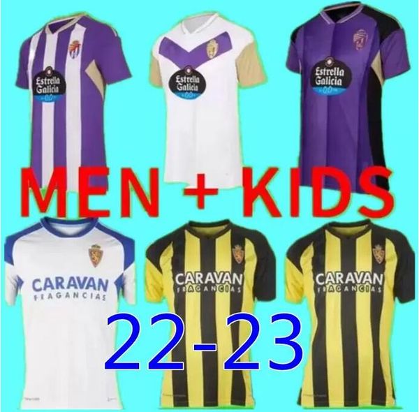 

22 23 real zaragoza soccer jerseys valladolid fran gamez 2022 2023 pombo kagawa football shirts men kids camiseta de futbol weissman fede se, Black;yellow