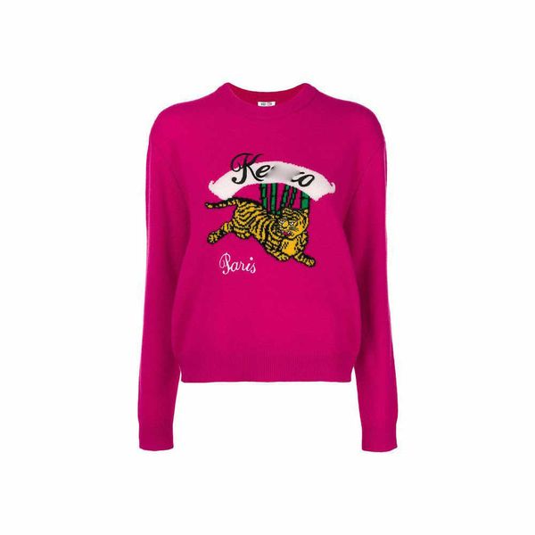 

women's sweater 22 early spring tiger jacquard new year sweater fashion versatile round neck long sleeve pullover sweater top, White;black