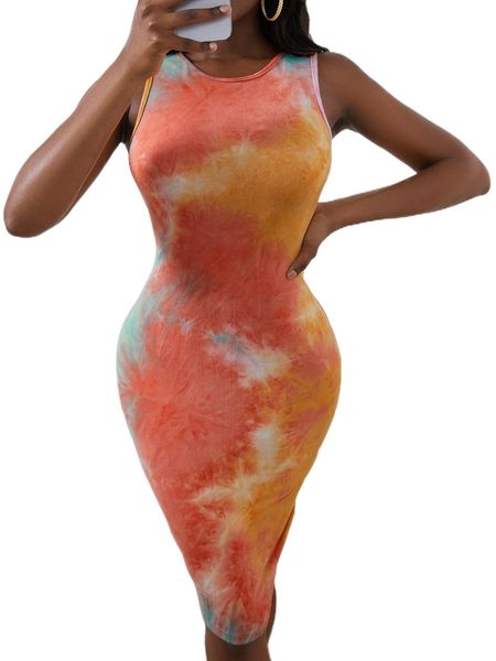 

tie dye bodycon dress v51i#, Black;gray
