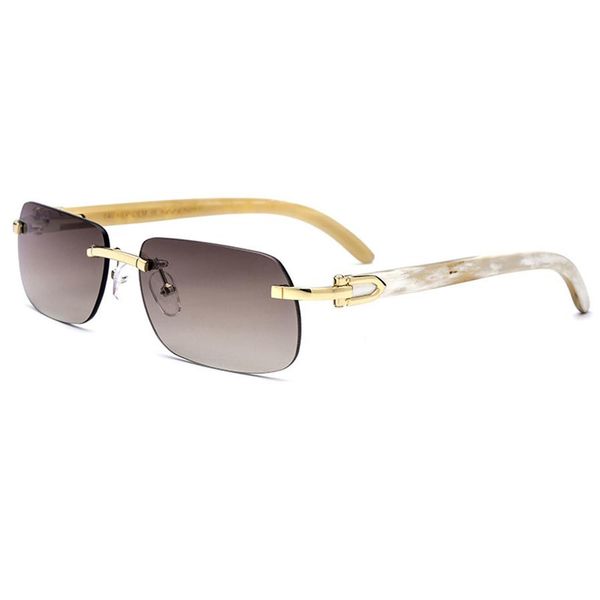 

75% off outlet store online 2021 luxury black white buffalo horn rimless sunglasses men wood sun glasses retro shades classic styl264z, White;black