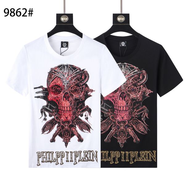 

2022 new brand clothing rhinestone summer t-shirt casual tshirt streetwear, White;black