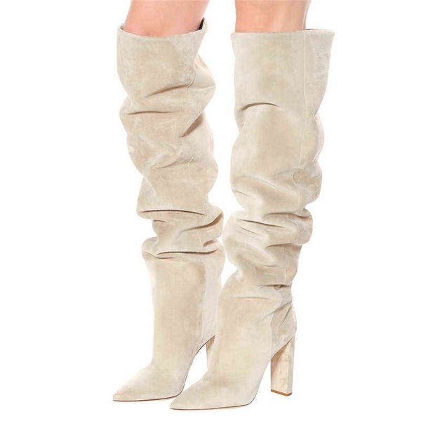 

boots over-the-knee women new imitation deer leather warm winter shoes fashionable knee-length high heels be 45 220709, Black