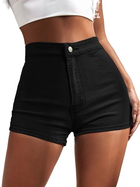

high waist skinny denim shorts o1jl#, White;black