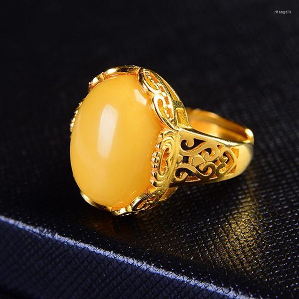 Ringos de cluster sólido 14k amarelo de ouro amarelo riing âmbar corte citrino diamantes naturais anel de noivado de jóias finas casamento de ouro rita22