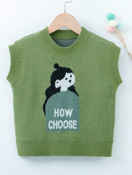 

toddler boys figure & letter pattern sweater vest she, Blue