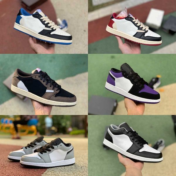 

2022 designer fragment jumpman x 1 1s low casual basketball shoes game royal white brown red gold banned unc court purple black toe shadow