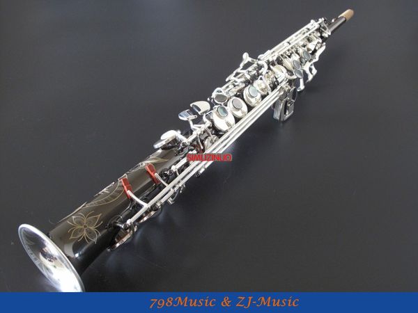 

pro bb soprano saxophone black nickel body silver plated bell and keys