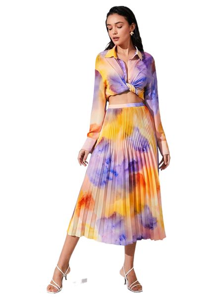 

tie dye drop shoulder shirt 60pb#, White