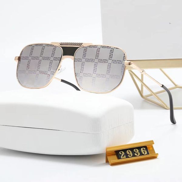

mens sunglasses mirror print trendy sun glasses for women simple metal frame ornamental gold modified arm uv400 beach catwalk show mini fash, White;black
