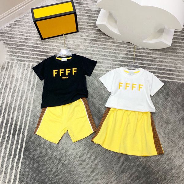 

clothing sets kid sets child designer clothe kids set short sleeve baby t-shirt with letters bear bag print yellow shorts set suit brand boy, White