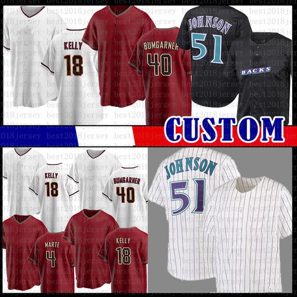 51 Randy Johnson Arizona Baseball Jersey 40 Madison Bumgarner Luis Gonzalez Christian Walker Carson Kelly Nick Ahmed Stuart Fairchild Seth Beer Jose Herrera Luplow