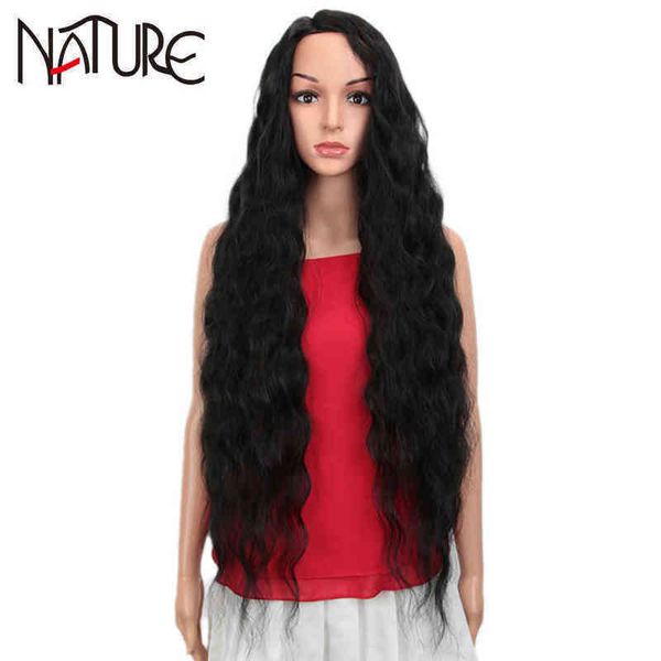 

hair synthetic wigs cosplay nature wig cosplay long water wave fake hair 42 inch high temperature fiber blonde ombre brown synthetic wigs fo, Black