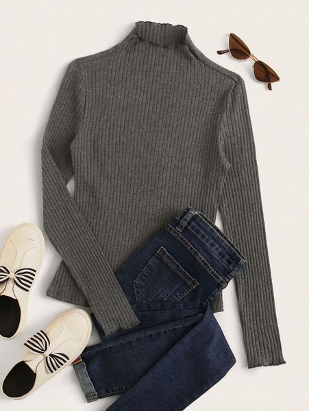 

lettuce trim rib-knit tee b45h#, White