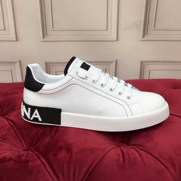 

2022ss outdoor sports shoes perfect calfskin nappa portofino men sneakers white leather casual walking nice famous trainers with box eu38-46, Black