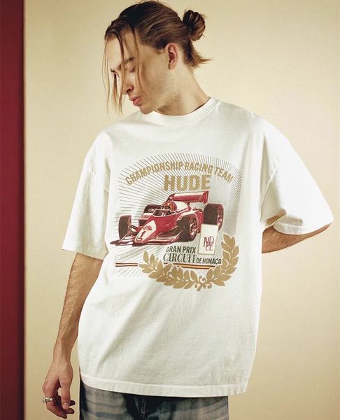 

22ss summer usa racing team wheat tee fashion mens short sleeve tshirt women clothes casual cotton t shirts three color, Black;brown