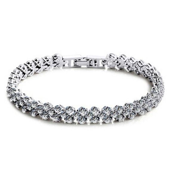 

link chain fashion charm cubic white zircon love heart sweet lady simple jewelry bracelets woman elegant exquisite wedding party gift, Black