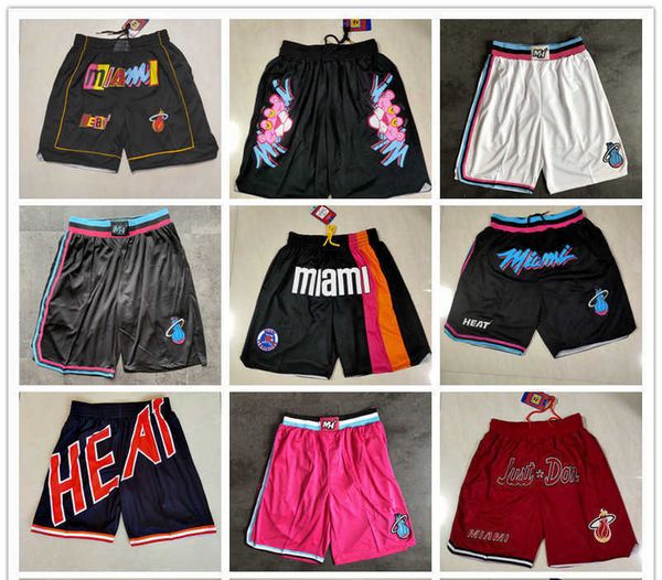 

basketball shorts miami''heat''men throwback pocket red white, Black