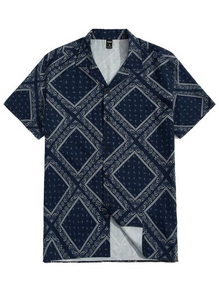 

men paisley and scarf print shirt v6en#, White;black