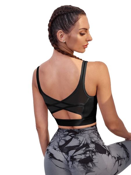 

high support mesh panel sports bra t8mu#, Gray