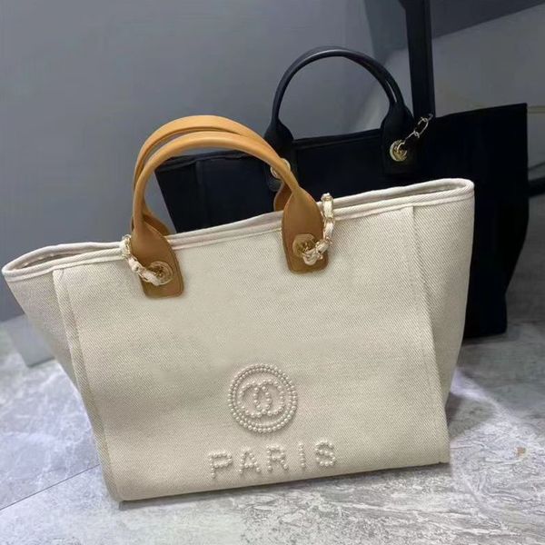 

fashion classic pearl beach bags brand ch women handbags evening bag designers female canvas portable high-capacity luxury trend big handbag, Black;red