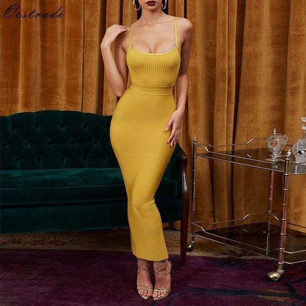 

ocstrade vestidos bandage new arrivals summer party night women dress bandage ginger maxi long bandage dress bodycon y200102, White;black
