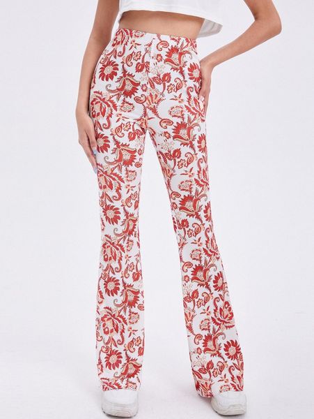 

elastic waist flare leg pants q3yv#, Black;white