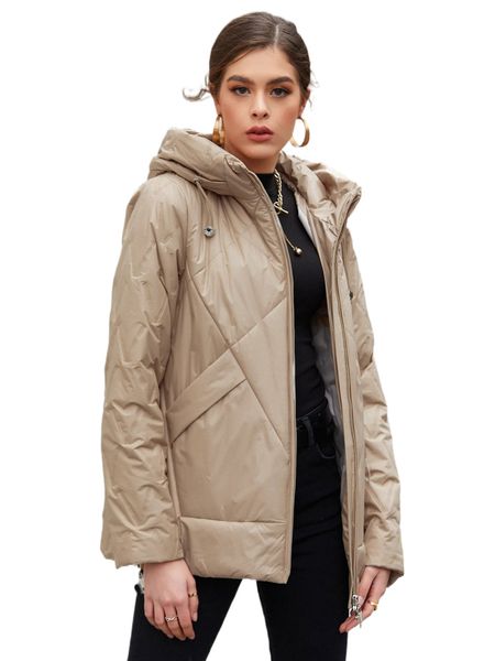 

hailuozi zip up hooded quilted winter coat v1ko#, Black