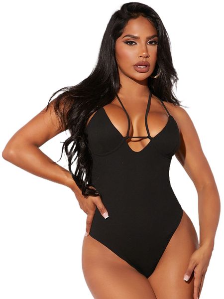 

solid bustier cami bodysuit x1ua#, White