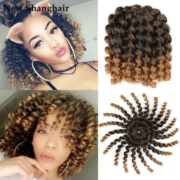 

8 inch short copper red jamaican bounce crochet hair synthetic wand curl braids extensions for women 20 strands/pack curly twist braiding ha, Black
