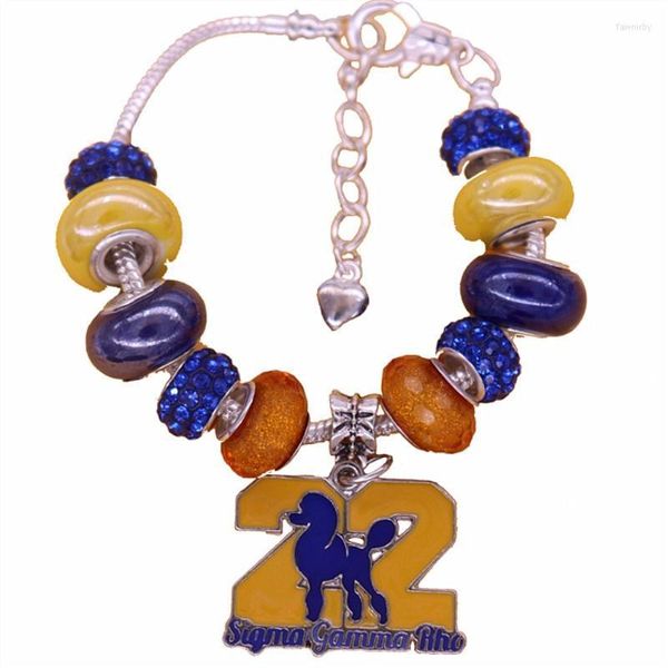 Braccialetti con ciondoli Drop Ship Giallo Blu Perline a foro grande Barboncino greco Sigma Gamma Rho Bracciale con catena a serpente Fawn22