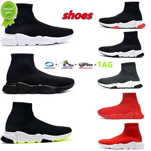 

2022 fashion speed trainers sock shoes booties men women trainer luxury walking lace socks boot runners red black casual